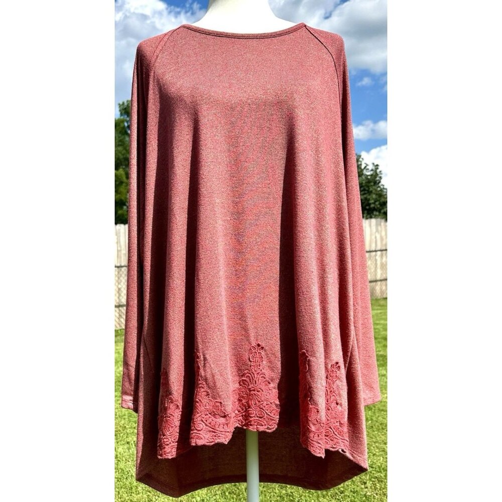 MAURICES Lace‎ Hem Tunic Women's Sz 3 Maroon Top V-Back Coquette Soft Fairycore